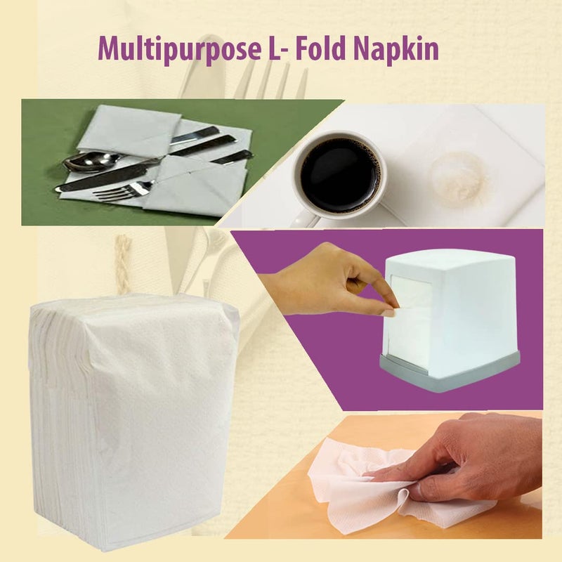 Biogreen L-fold/Table Top Paper Napkin Refill - 1000 Sheets || Pack of 10 Packets - Image 2