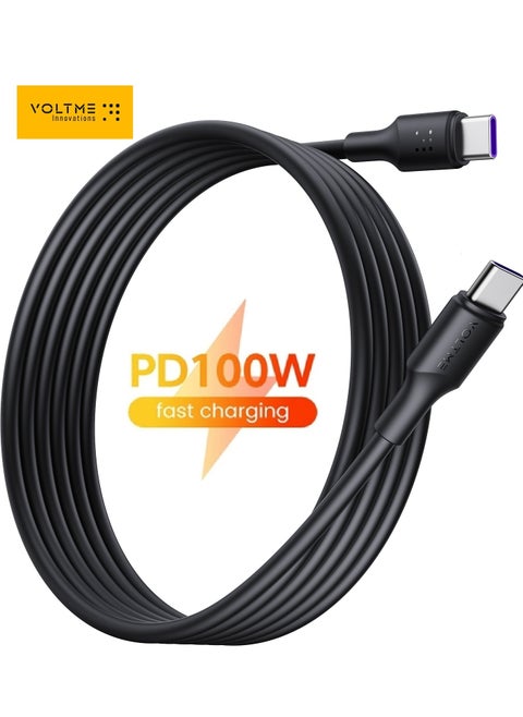 100W USB-C to USB-C Fast Charging Cable [3M]5A, Type C Charger Compatible with iPhone 16 Pro/Max/Plus/15/15 Pro/15 Pro Max, Samsung Galaxy S24/S23+/S23 Ultra, MacBook Pro 2020, MacBook Air, iPad Pro/Air, Pixel, and Most Android Devices, High-Speed Data Transfer & Durable (Black)