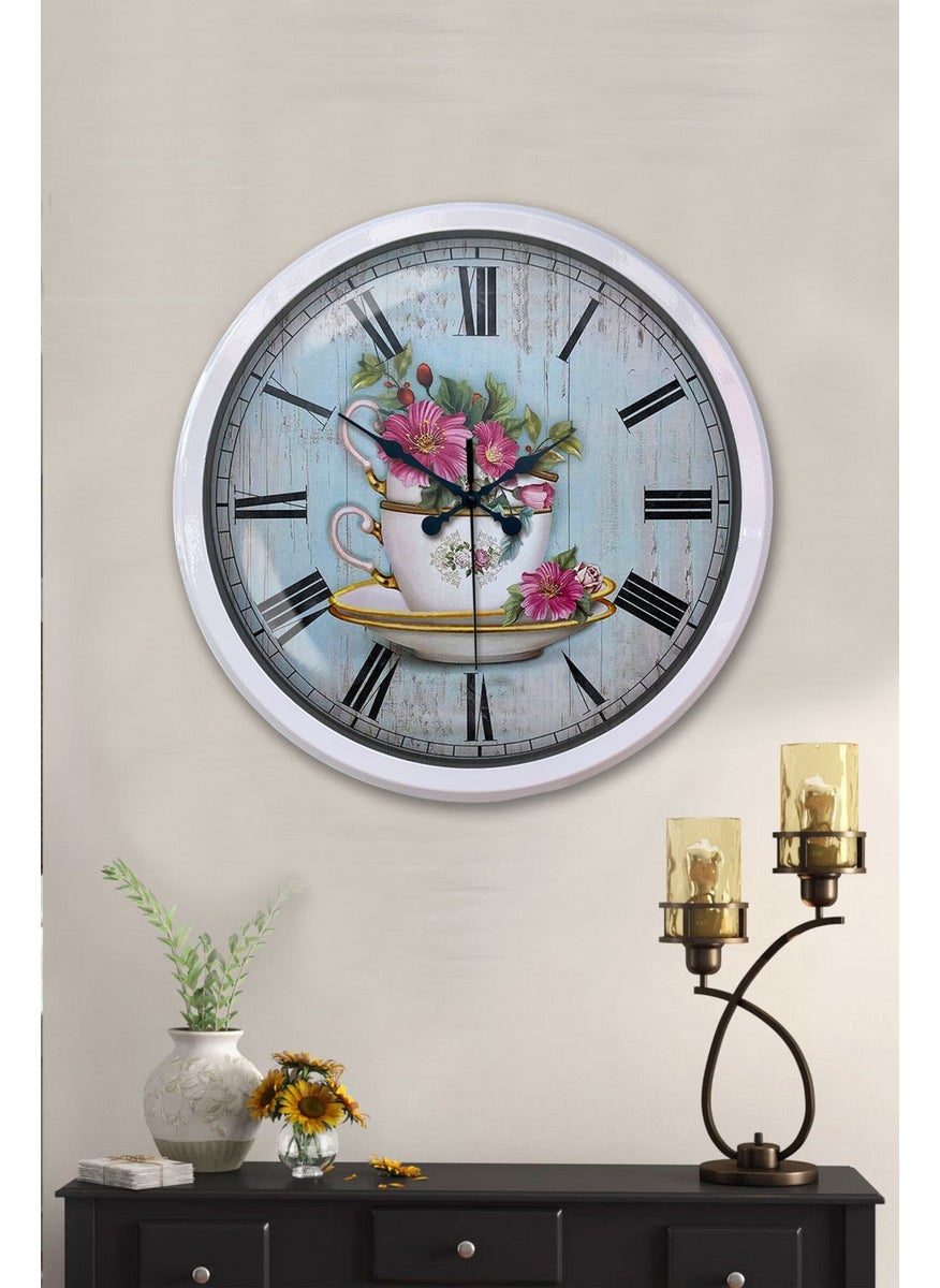 Platin Saat Platinum Clock 52 cm White Metal Kitchen Wall Clock  - Image 2