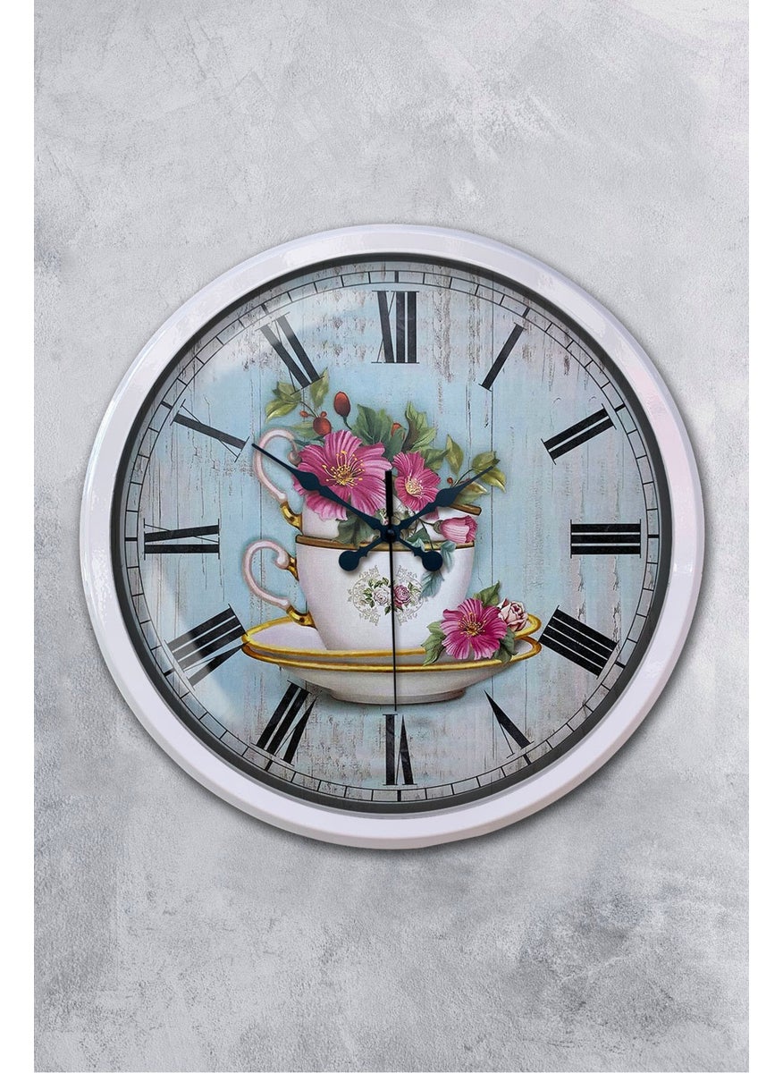 Platin Saat Platinum Clock 52 cm White Metal Kitchen Wall Clock  - Image 1