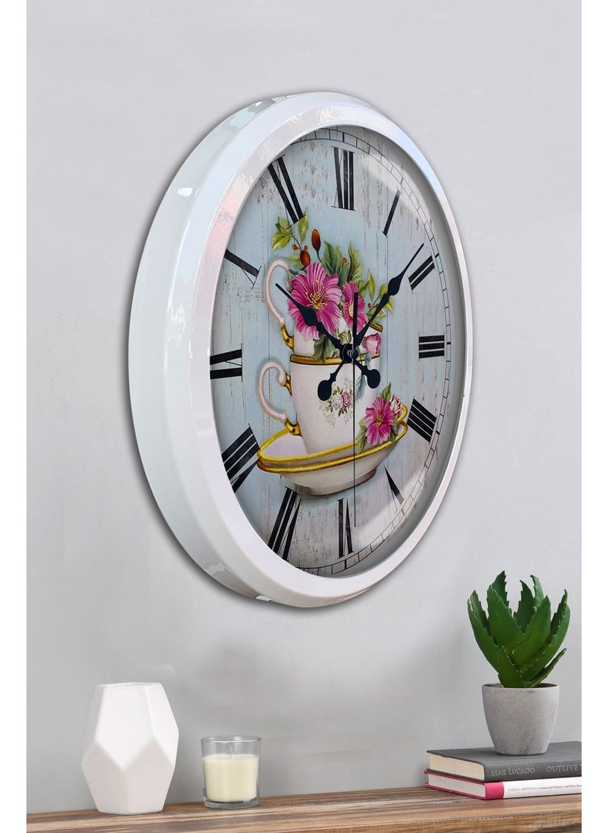 Platin Saat Platinum Clock 52 cm White Metal Kitchen Wall Clock  - Image 4