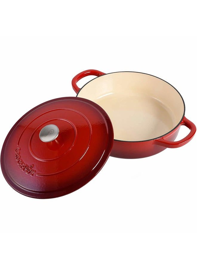 Crock-Pot Crock Pot Artisan Enameled Cast Iron Braiser W/Lid, 5 Quart, Scarlet Red - Image 3