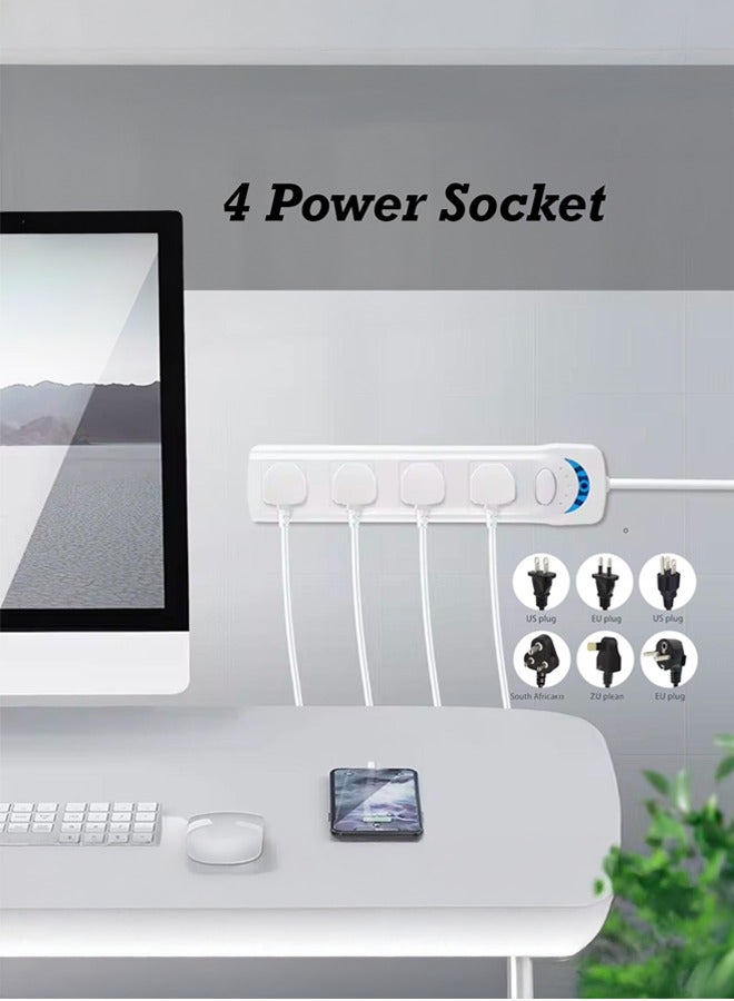 3M Meter Multi Power Strips Extension Cord | 4 Sockets Universal Plug Adapter with 3Meter Bold Extension Cable | Power Socket | Extension Board | Extension Cable | Extension Socket For Home ,Office ,Kitchen ,Travel And More ((3Meter)) - Image 4