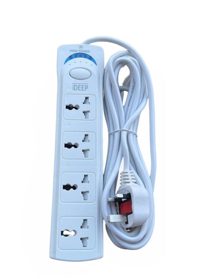 3M Meter Multi Power Strips Extension Cord | 4 Sockets Universal Plug Adapter with 3Meter Bold Extension Cable | Power Socket | Extension Board | Extension Cable | Extension Socket For Home ,Office ,Kitchen ,Travel And More ((3Meter)) - Image 1