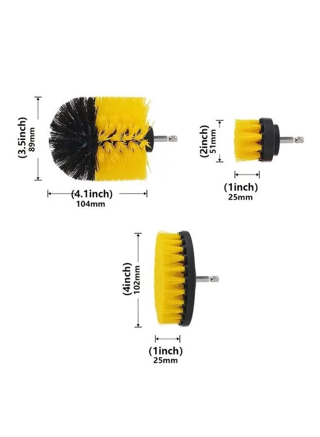 3pcs Yellow Electric Drill Brush Set Power Scrubber For Tile Grout Bathroom Kitchen - Image 3