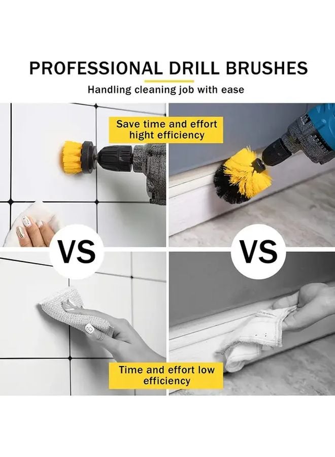 3pcs Yellow Electric Drill Brush Set Power Scrubber For Tile Grout Bathroom Kitchen - Image 5