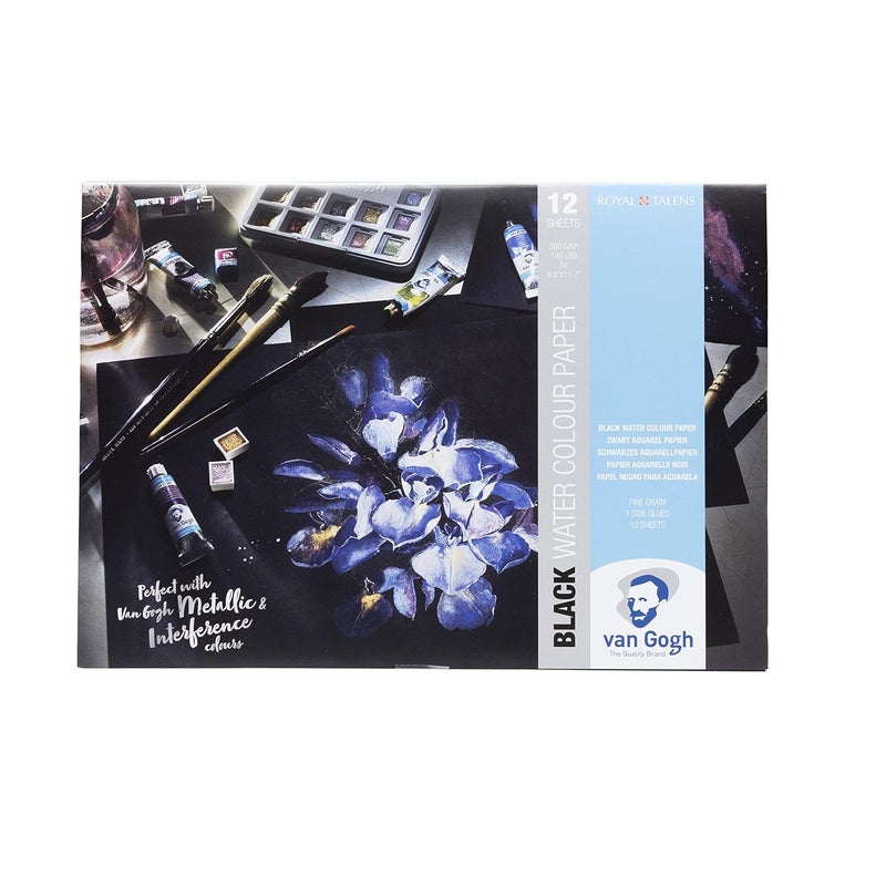 Talens ROYAL TALENS VAN GOGH Black Water Colour Paper Pad 360gsm 12 sheets A4 - Image 1