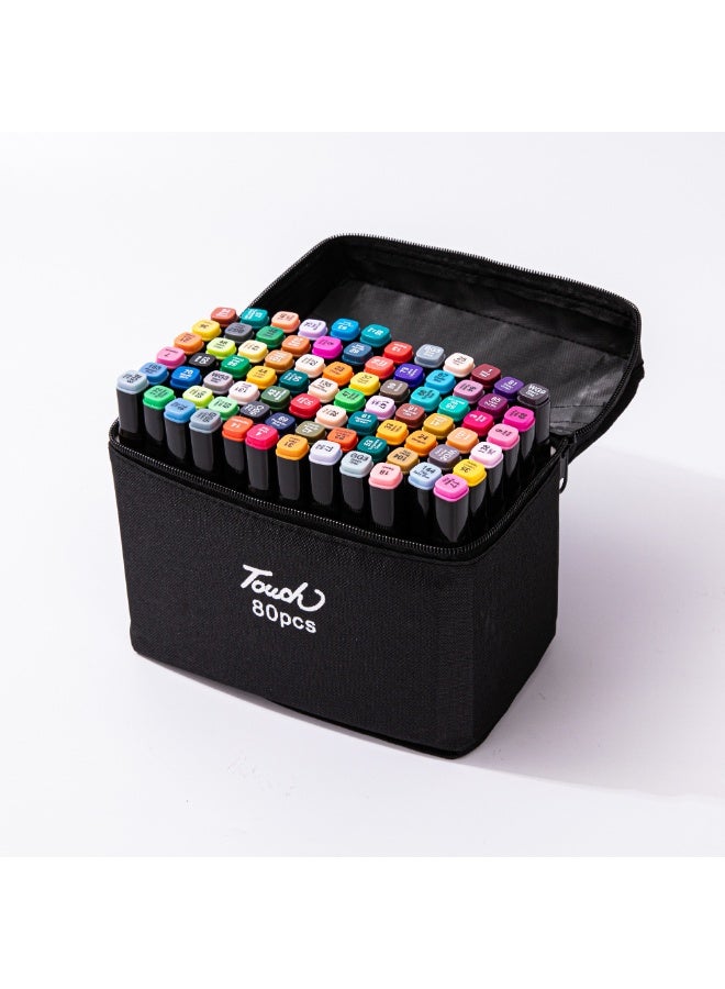 Touch 80 Pcs Colors Art Sketch Drawing Twin Marker Painting Pens Portable Color with Carrying Case Suitable for Adult and Kids - Image 1