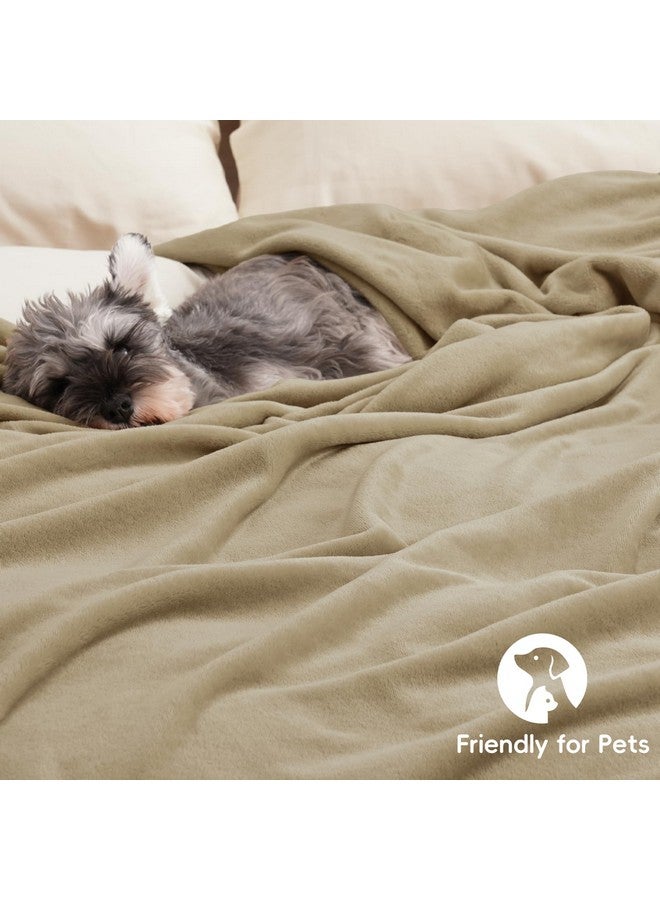 PHF PHF Ultra Soft Fleece Blanket King Size, No Shed No Pilling Luxury Plush Cozy 300GSM Lightweight Blanket for Bed, Couch, Chair, Sofa Suitable for All Season, 108" x 90", Khaki - Image 4