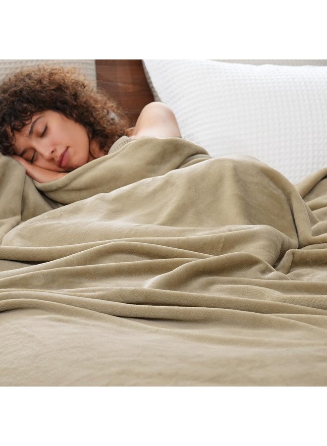 PHF PHF Ultra Soft Fleece Blanket King Size, No Shed No Pilling Luxury Plush Cozy 300GSM Lightweight Blanket for Bed, Couch, Chair, Sofa Suitable for All Season, 108" x 90", Khaki - Image 1