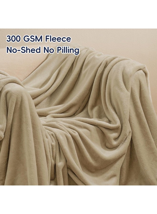 PHF PHF Ultra Soft Fleece Blanket King Size, No Shed No Pilling Luxury Plush Cozy 300GSM Lightweight Blanket for Bed, Couch, Chair, Sofa Suitable for All Season, 108" x 90", Khaki - Image 2