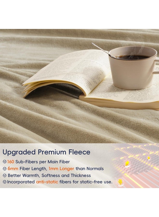PHF PHF Ultra Soft Fleece Blanket King Size, No Shed No Pilling Luxury Plush Cozy 300GSM Lightweight Blanket for Bed, Couch, Chair, Sofa Suitable for All Season, 108" x 90", Khaki - Image 3