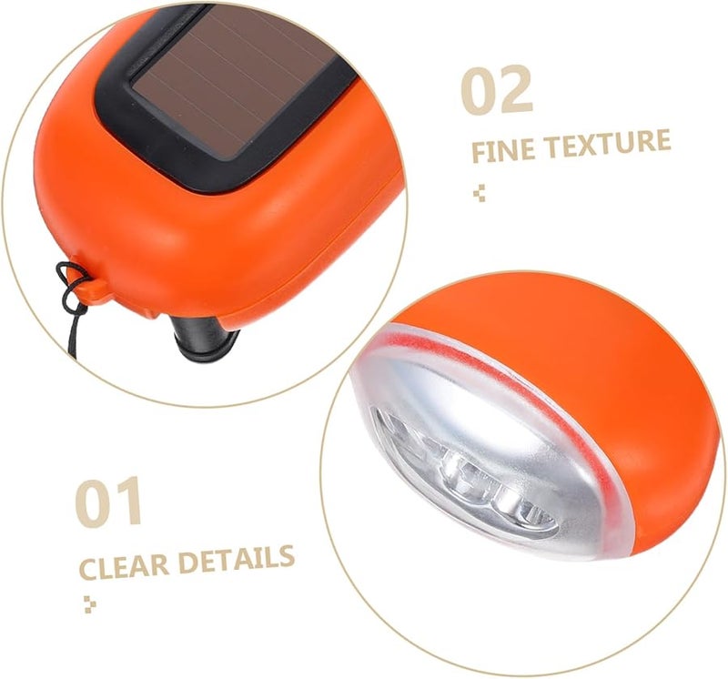 مصباح يدوي برتقالي يعمل بالطاقة الشمسية وبدواسة يدوية، مع شحن مزدوج، مصباح LED محمول للتخييم والطوارئ - Image 4