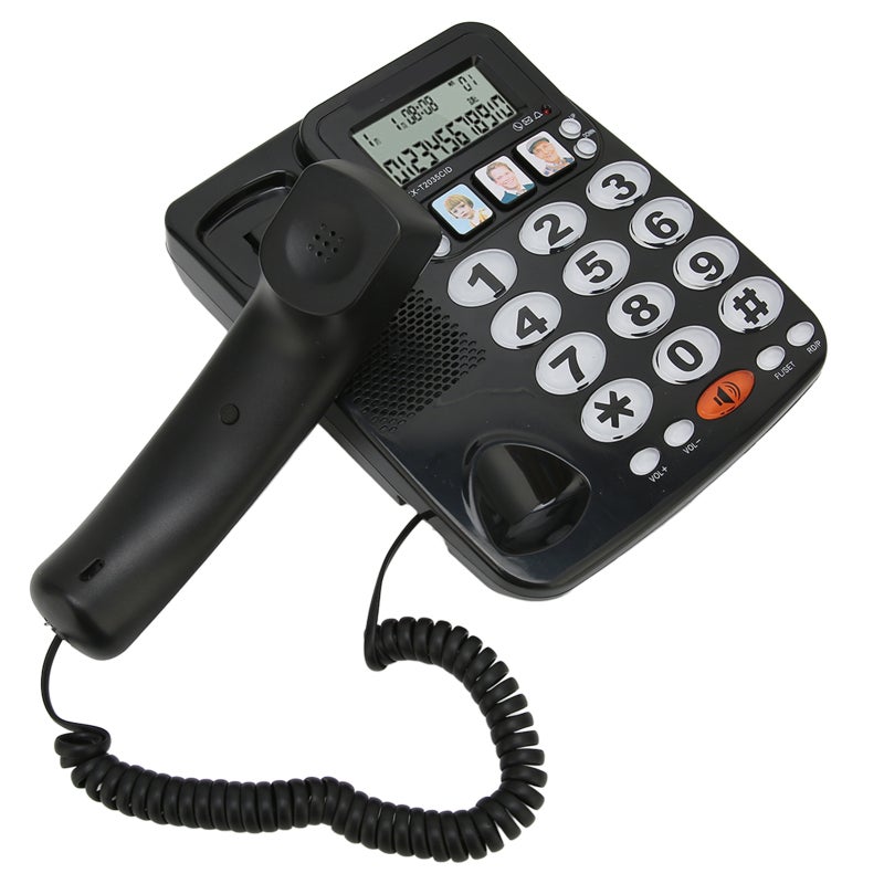 Corded Phone With Caller ID Fast Dial Three Speed Dial Buttons - Multi Function Corded Telephone With Adjustable Ringtones Dual Interface Desk Landline for Home - Image 4