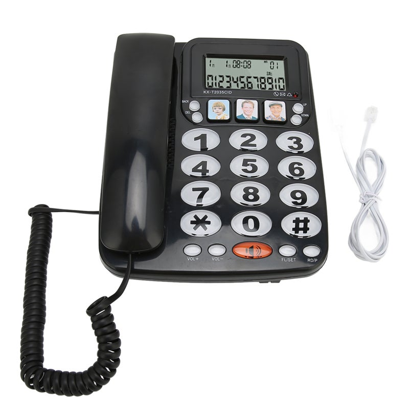 Corded Phone With Caller ID Fast Dial Three Speed Dial Buttons - Multi Function Corded Telephone With Adjustable Ringtones Dual Interface Desk Landline for Home - Image 1
