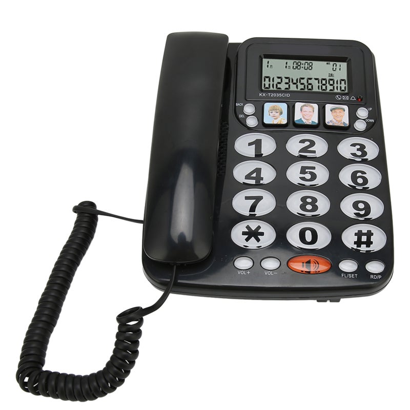 Corded Phone With Caller ID Fast Dial Three Speed Dial Buttons - Multi Function Corded Telephone With Adjustable Ringtones Dual Interface Desk Landline for Home - Image 2