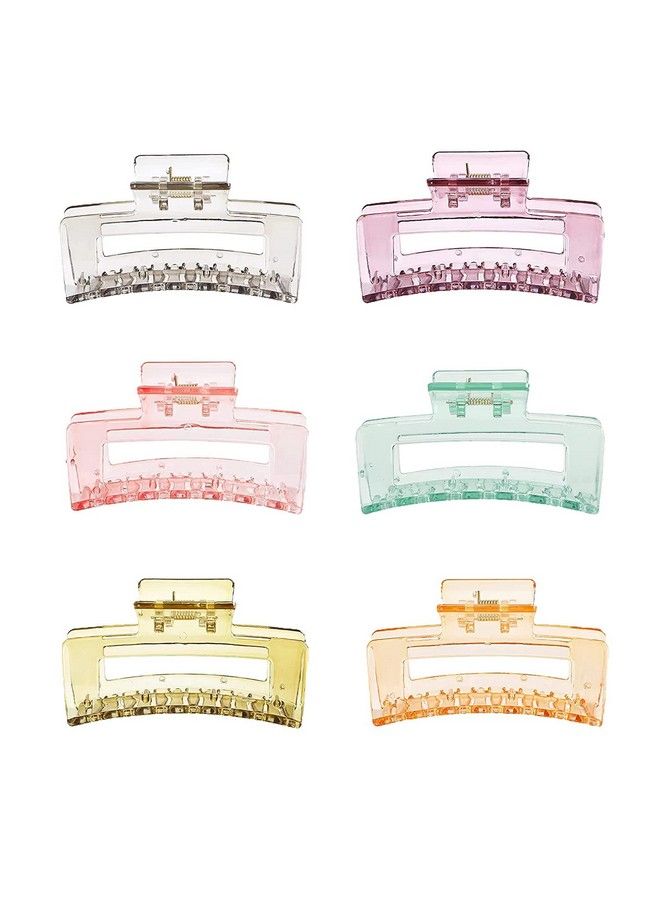 ANNACREATIONS Korean Fashion Style Large Rectangular Transparent Big Size Hair Claw Clutches Hair Accessories For Women Girls (Pack Of 6) - Image 2