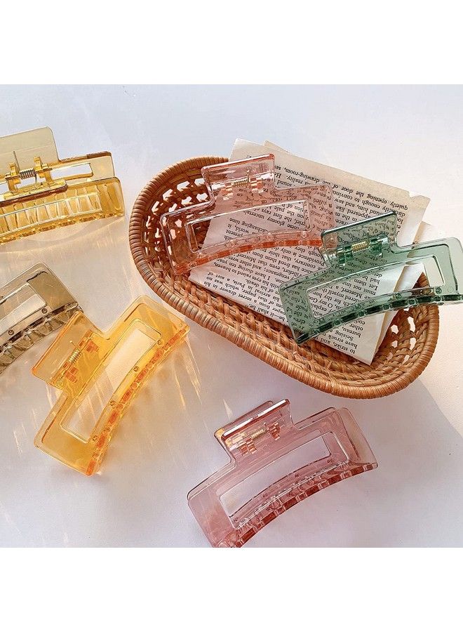 ANNACREATIONS Korean Fashion Style Large Rectangular Transparent Big Size Hair Claw Clutches Hair Accessories For Women Girls (Pack Of 6) - Image 4