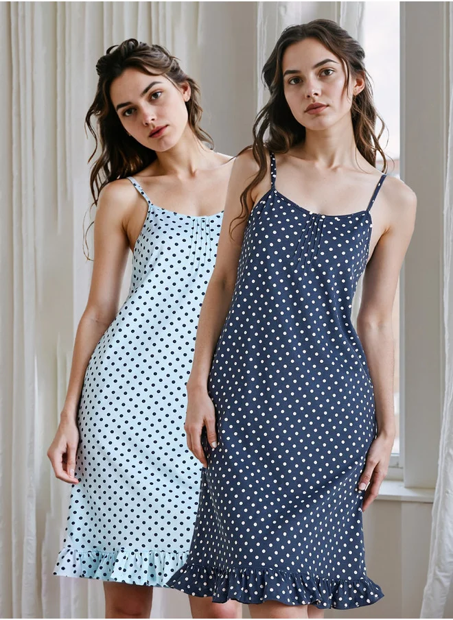 FAV Set of 2 - Polka Dot Print Slip Dress