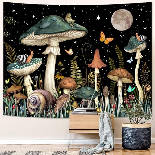 MAKABEE Polyester Mushroom Tree Tapestry Boho Retro Floral Flowers Tapestries Aesthetic Vintage Tapestry Wall Hanging for Bedroom (Mushroom Tree of Life(51inch x 59inch)) - Image 5