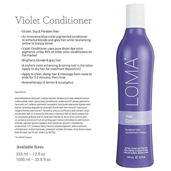 Loma Violet Conditioner 12 ounce (Sulfate, Gluten and Paraben Free) - Image 2