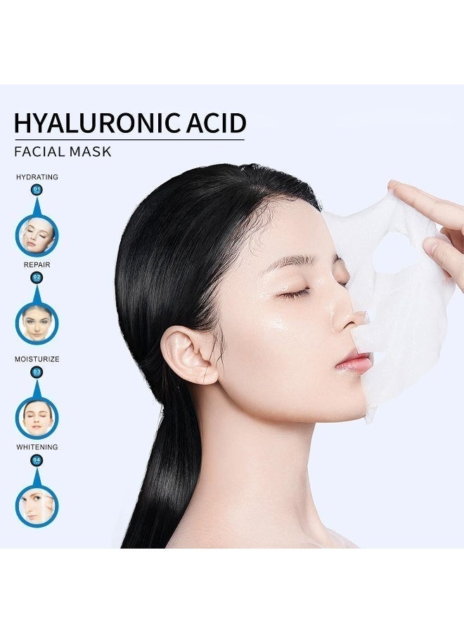 O'Mayln Hyaluronic Acid Face Mask - 10Pcs | Deep Hydration, Skin Brightening, Anti-Wrinkle & Fine Line Smoothing Repair Mask Anti-Aging, Moisturizing & Repairing Sheet Mask for Dry, Sensitive Skin Hyaluronic Acid Mask for All Skin Types - Image 2