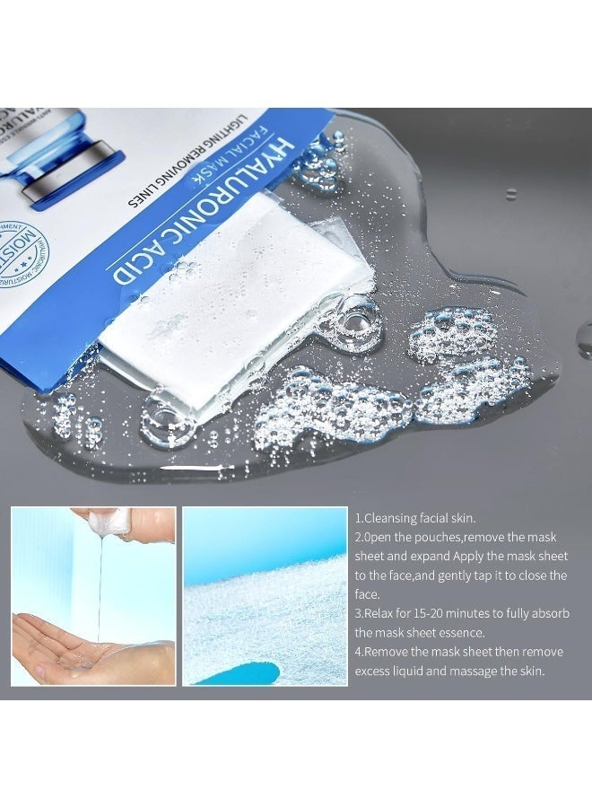 O'Mayln Hyaluronic Acid Face Mask - 10Pcs | Deep Hydration, Skin Brightening, Anti-Wrinkle & Fine Line Smoothing Repair Mask Anti-Aging, Moisturizing & Repairing Sheet Mask for Dry, Sensitive Skin Hyaluronic Acid Mask for All Skin Types - Image 5