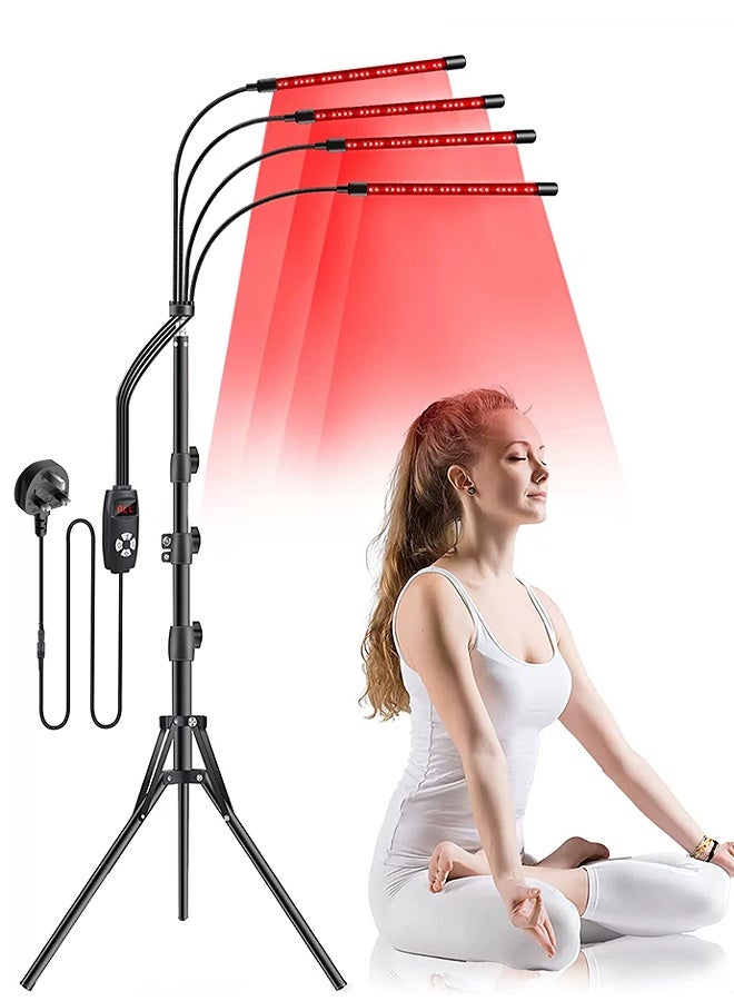 Red Light Therapy Lamp,4 Head Infrared Light Therapy for Body Device with Adjustable Stand-660nm Red Light＆850nm Near Infrared Light Therapy Device for Face,Body,Pain,Skin at Home - Image 1