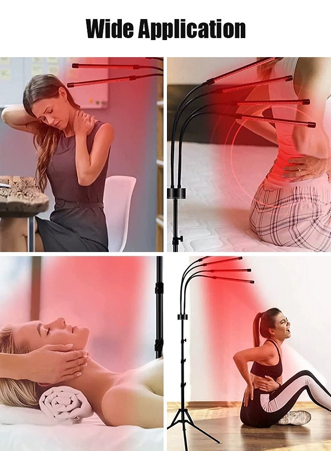 Red Light Therapy Lamp,4 Head Infrared Light Therapy for Body Device with Adjustable Stand-660nm Red Light＆850nm Near Infrared Light Therapy Device for Face,Body,Pain,Skin at Home - Image 5