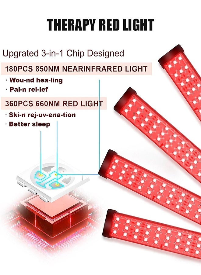 Red Light Therapy Lamp,4 Head Infrared Light Therapy for Body Device with Adjustable Stand-660nm Red Light＆850nm Near Infrared Light Therapy Device for Face,Body,Pain,Skin at Home - Image 2