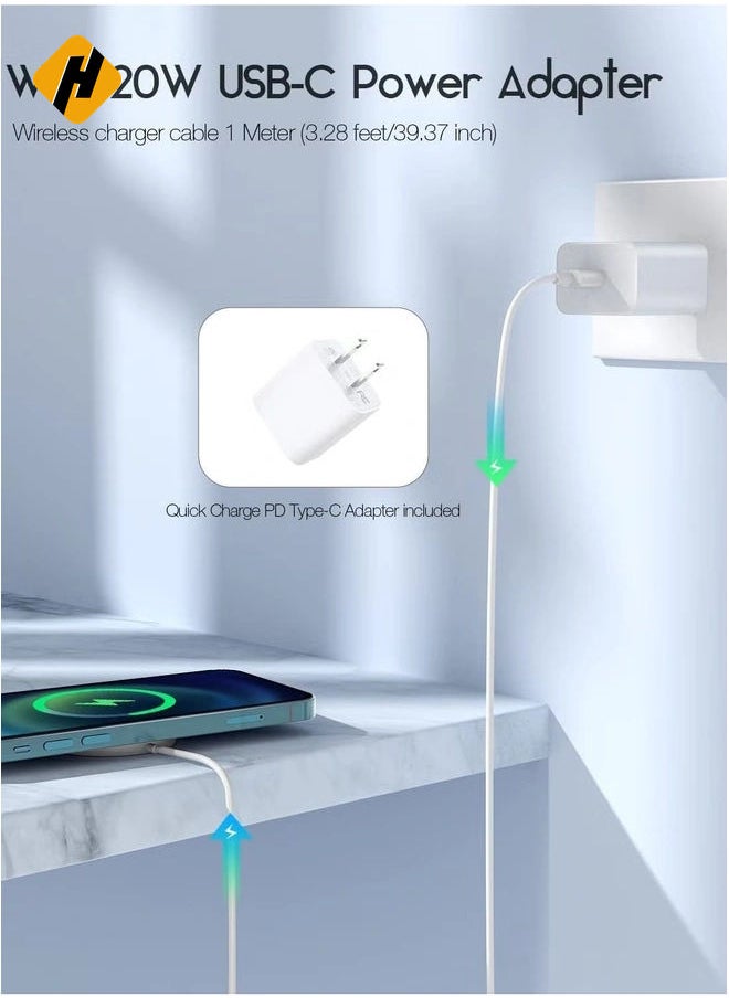 HuHa Magnetic Wireless Charger,15W Max Wireless Charging Pad with USB-C 20W PD Adapter, Compatible with MagSafe Charger for iPhone 14/14 Pro/14 Plus/14 Pro Max/iPhone 13/13 Mini/13Pro max,Silver  - Image 2