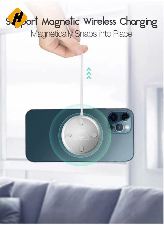 HuHa Magnetic Wireless Charger,15W Max Wireless Charging Pad with USB-C 20W PD Adapter, Compatible with MagSafe Charger for iPhone 14/14 Pro/14 Plus/14 Pro Max/iPhone 13/13 Mini/13Pro max,Silver  - Image 3