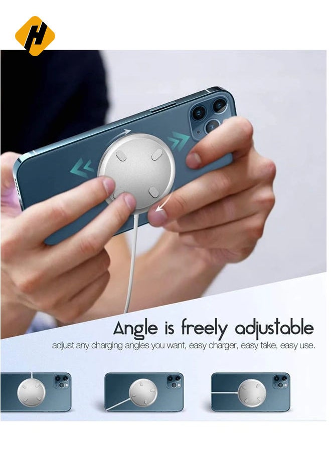 HuHa Magnetic Wireless Charger,15W Max Wireless Charging Pad with USB-C 20W PD Adapter, Compatible with MagSafe Charger for iPhone 14/14 Pro/14 Plus/14 Pro Max/iPhone 13/13 Mini/13Pro max,Silver  - Image 5
