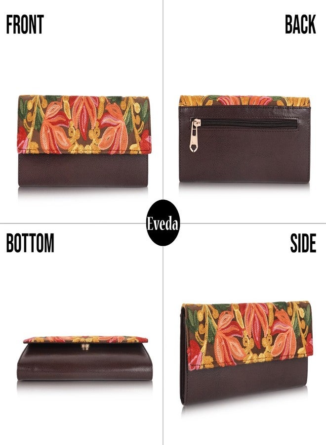 EVEDA Women Gorgeous Embrodeiry Clutch Ladies Party Wedding Purse Bag (Brown) - Image 5