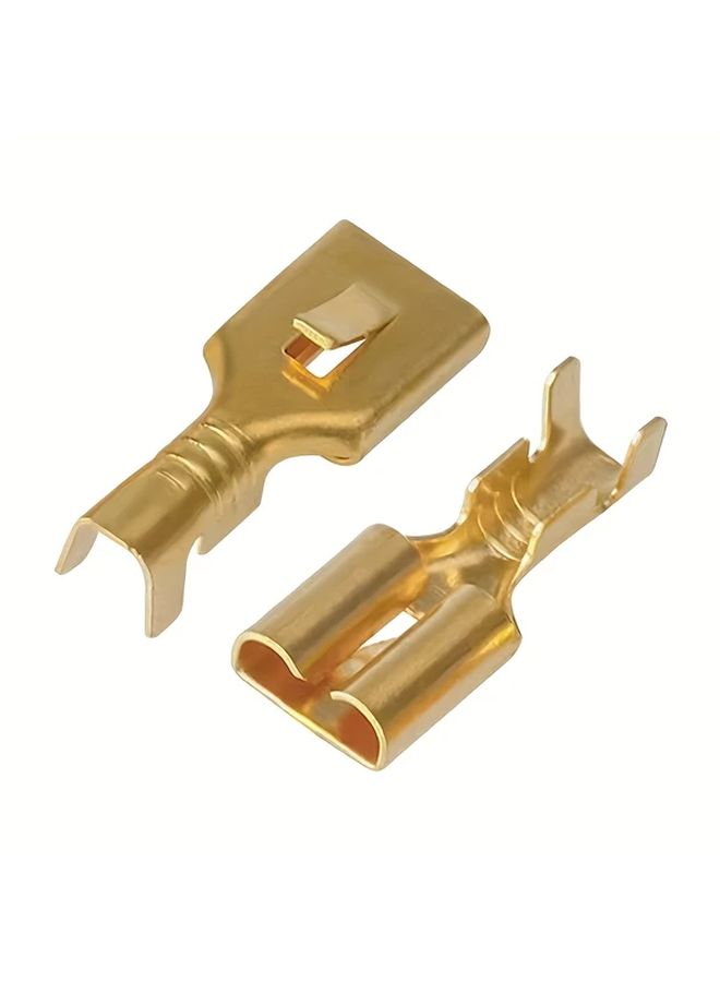 100PCS Golden Spade Terminals Non Insulated Crimp Connector Square Plug Pull Type Automotive - Image 2