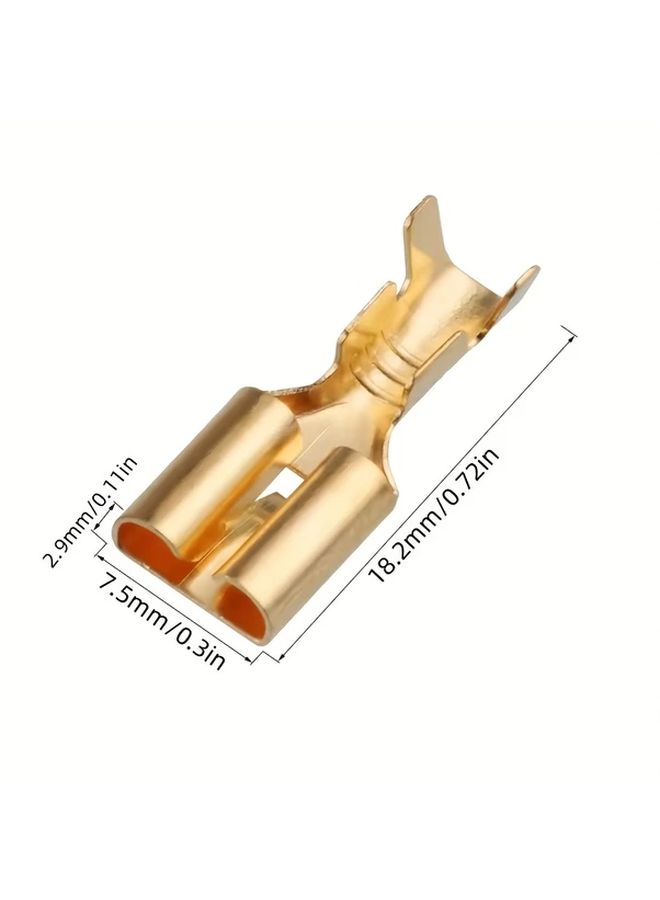 100PCS Golden Spade Terminals Non Insulated Crimp Connector Square Plug Pull Type Automotive - Image 4