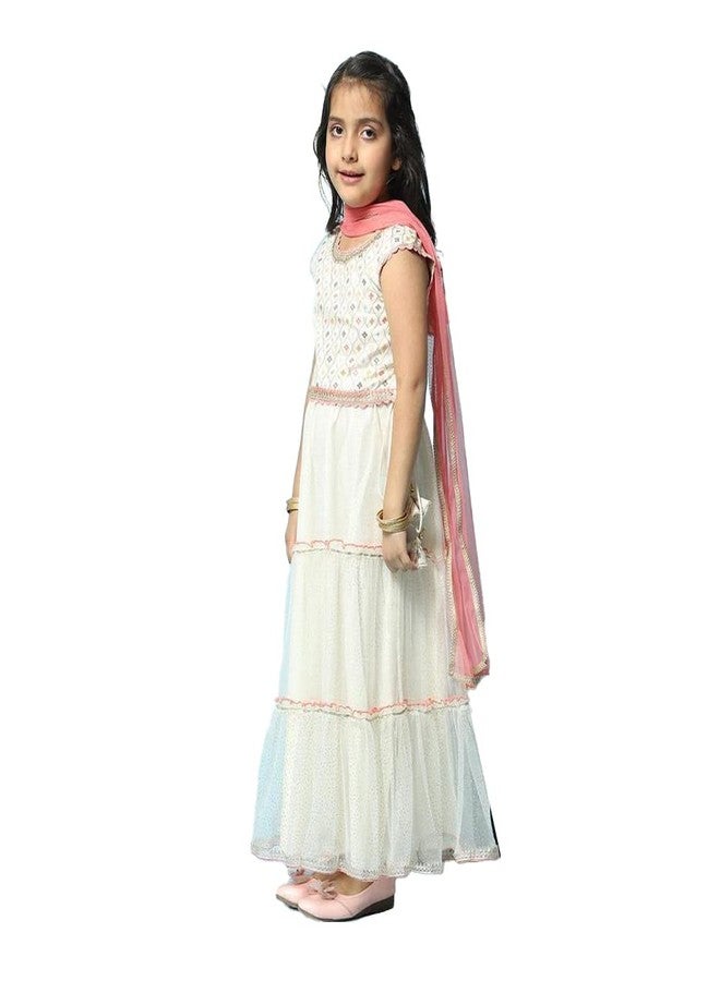 BIBA Girl Embroidery Relaxed Cotton Readymade Lehenga Choli Set (Kw5092_Cream_9) - Image 4