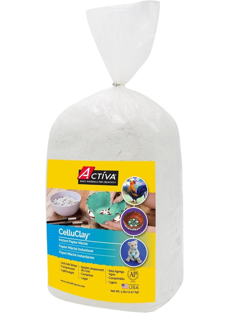 Activa CelluClay Instant Paper MÃ¢chÃ©, White, 5lb (2.27kg) | Super Fine Sculpting & Texturing Material for Arts & Crafts - Image 1