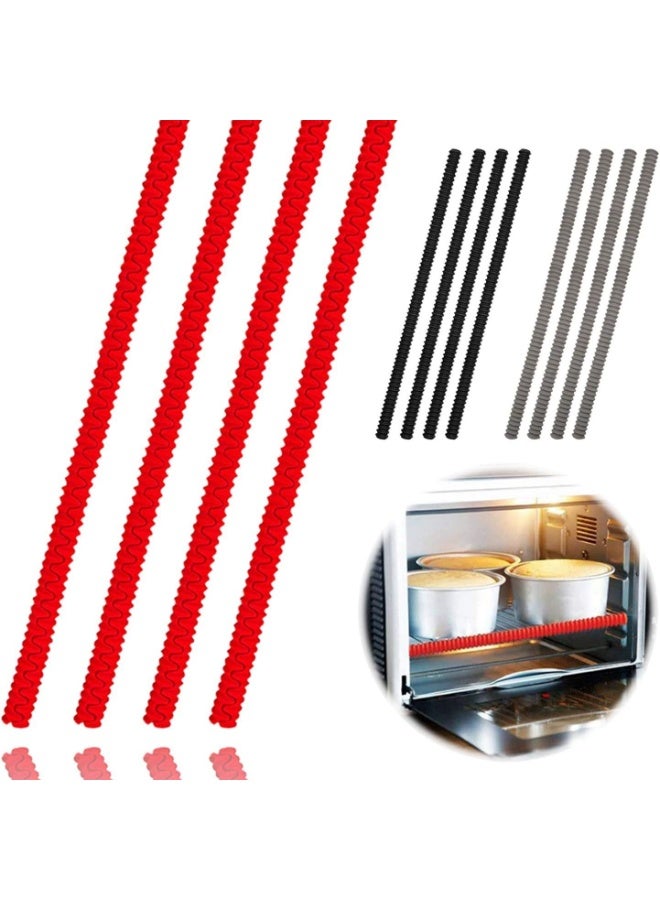 Soofam 4 Pack Silicone-Resistant-Protectors Shields-Oven Guards for Inside The Oven Shelf Guard Rack Guards Heat Resistant, Protect Against Burns Silicone (Red) - Image 2