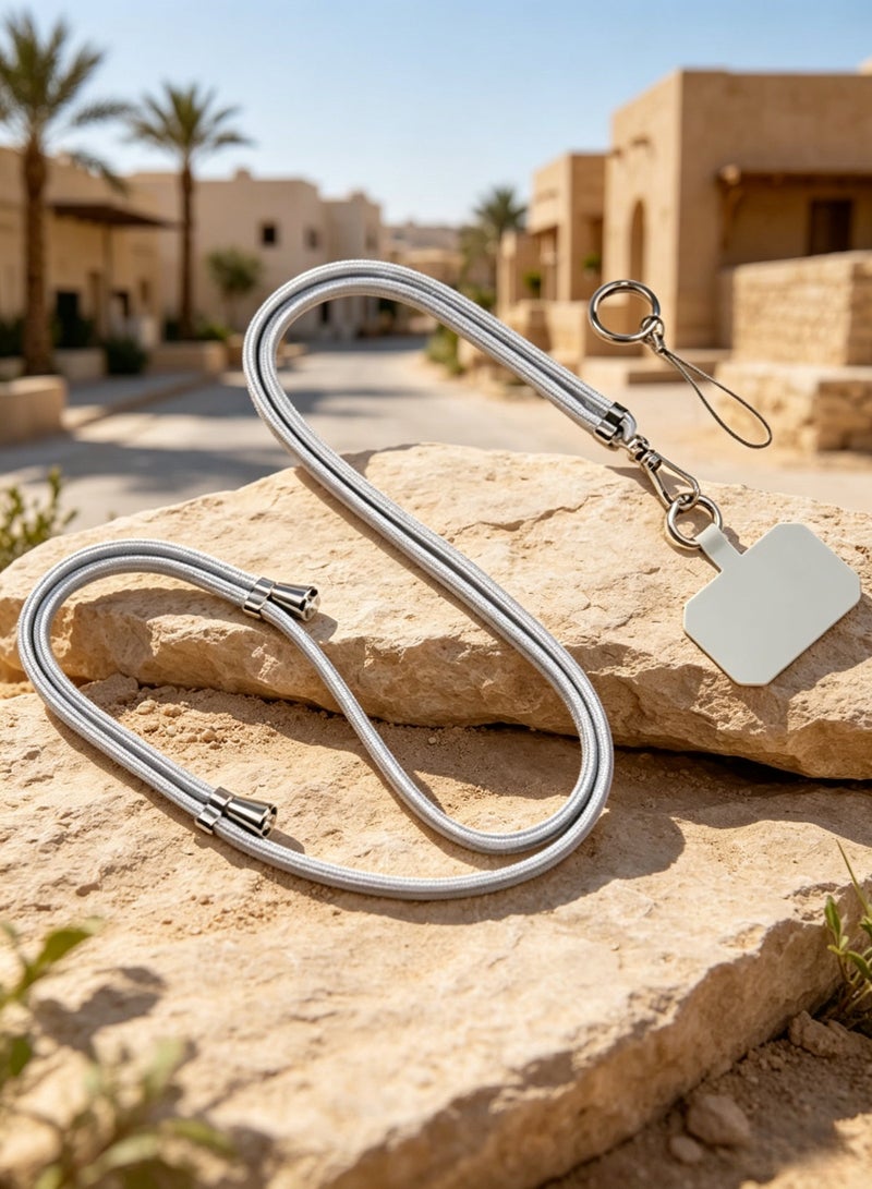 حبل تعليق هاتف متعدد الاستخدامات للحمل الجانبي، حزام نايلون متعدد الوظائف بحزام رقبة وكتف قابل للتعديل، متوافق مع معظم الهواتف الذكية (رمادي) - Image 3
