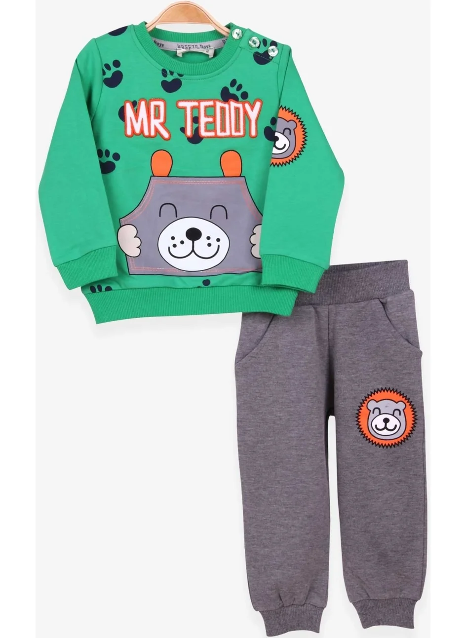 بريز Boys Tracksuit Set Bear Printed Green (1-4 Age)