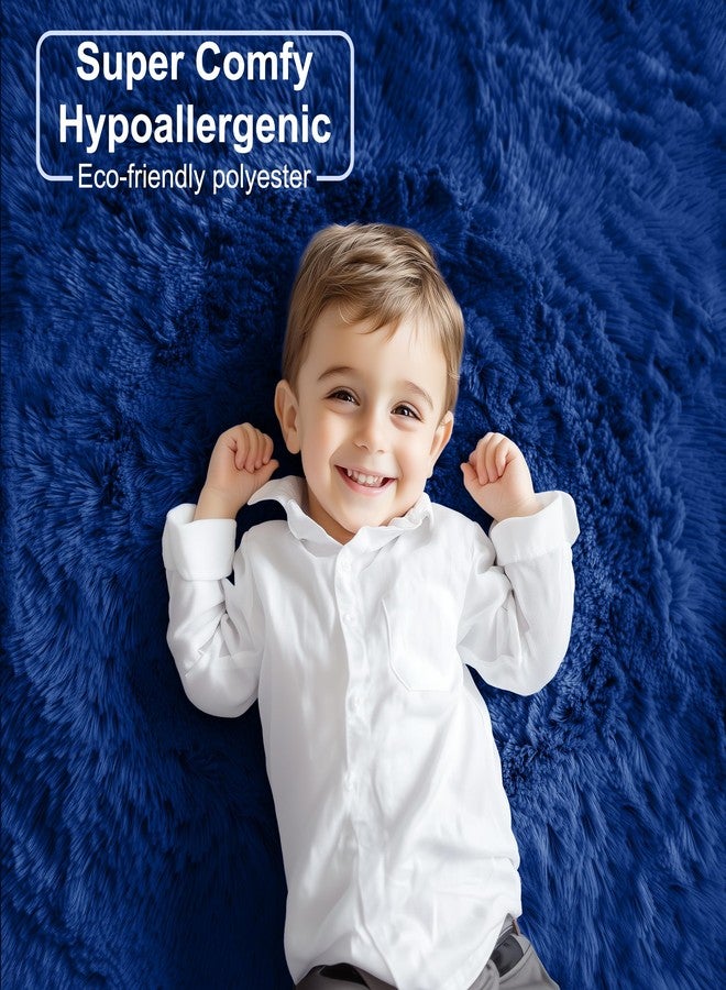 PAGISOFE Blue Rug 4x6 Ft Fluffy Shag Rugs for Bedroom Soft Fuzzy Shaggy Blue Rugs for Living Room Carpet Nursery Floor Boys Room Dorm Rug Kids Playroom Navy Area Rug Teen Home Decor - Image 3