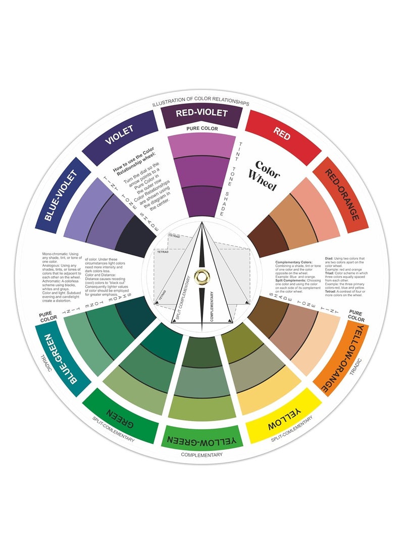 HOUSE HATCH HOUSE HATCH Large Color Wheel Paint Mixing Learning Guide Art Class Teaching Tool Makeup Blending Chart and Color Mixing Guide 91 Inch Multicolor 