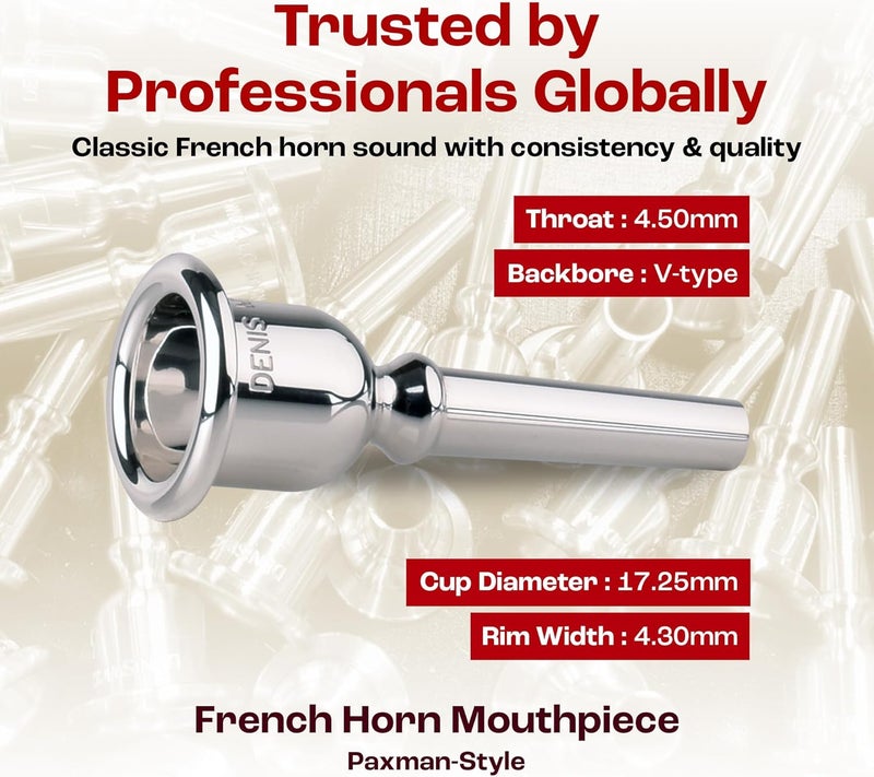 Denis Wick Paxman French Horn Mouthpiece - Silver Plated, PAX-6 V-type Backbore for Balanced Airflow and Tone - French Horn Accessories for Effortless Articulation 17.25 x 4.30 x 4.50mm - Image 4