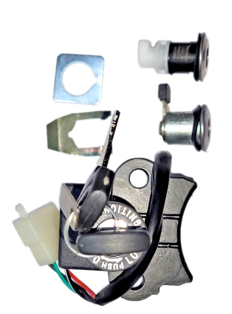 Deutsche 4-PIN Ignition Switch Lock Kit – Compatible with Hero Splendor+ i3s BS6 – High Performance Replacement Set with Ignition Lock, Fuel Tank Lock & Toolbox Lock - Image 1