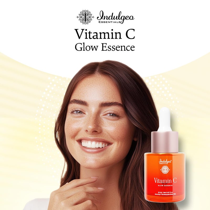 INDULGEO ESSENTIALS Vitamin C Glow Essence Rich Skin Brightening Face Serum | Helps to Reduces Dark Spots, Fine Lines, Wrinkles and Hyperpigmentation | Suitable for All Skin Types - 20 ml - Image 3