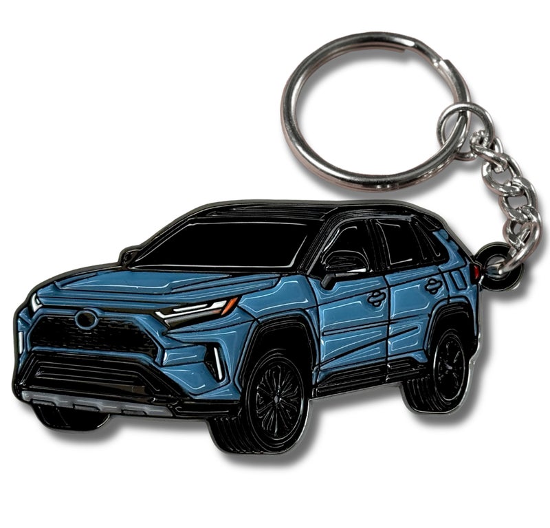 FOUR WHEEL BEAST مفتاح سلسلة وحش الأربع عجلات RAV4 - ملحقات RAV 4 2025 سلسلة مفاتيح معدنية غطاء مفتاح TRD ملحقات تعديل السيارة (أزرق فاتح) - Image 1