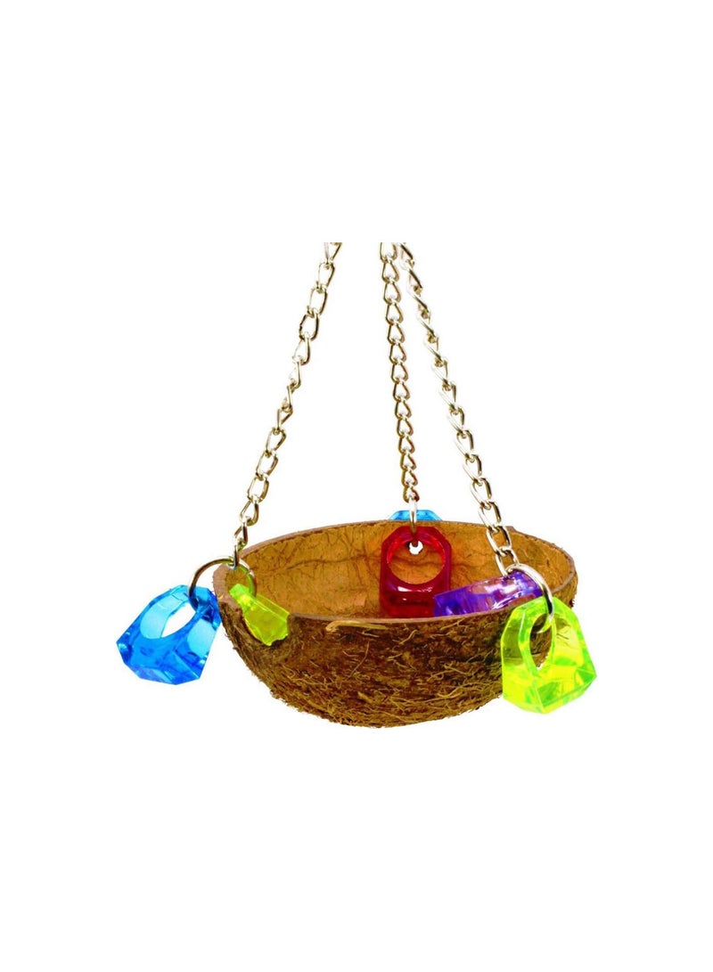 GGOOT Parrot Coconut Swing Toy Birdcage Hanging Basket Perch Hut Bird Foraging Feeder Toy for Canary Budgerigar Cockatiel - Image 4