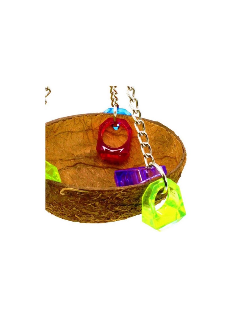 GGOOT Parrot Coconut Swing Toy Birdcage Hanging Basket Perch Hut Bird Foraging Feeder Toy for Canary Budgerigar Cockatiel - Image 3