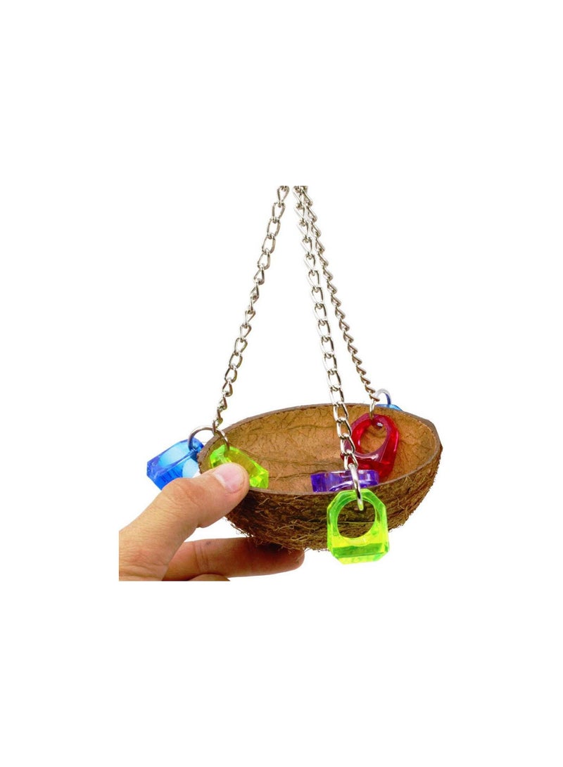 GGOOT Parrot Coconut Swing Toy Birdcage Hanging Basket Perch Hut Bird Foraging Feeder Toy for Canary Budgerigar Cockatiel - Image 5